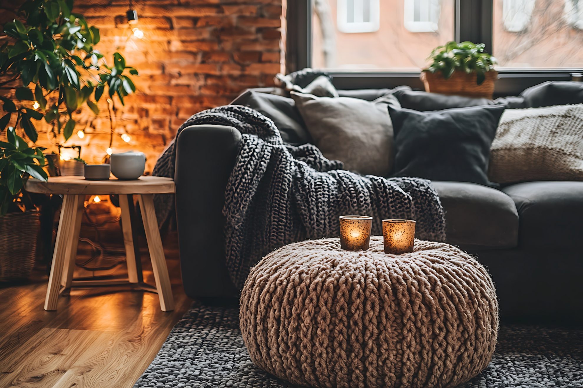 Winter home sanctuary styled with calm home ideas — soft fabrics and warm tones